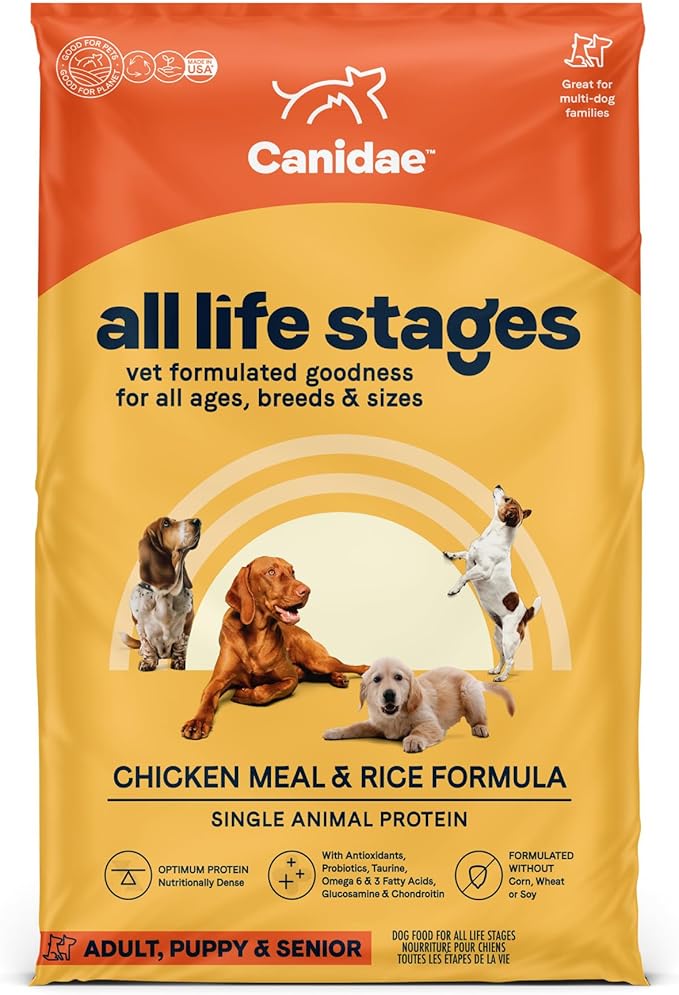Canidae All Life Stages Premium Dry Dog Food for All Breeds, All Ages, Chicken Meal & Rice Recipe, 27 lbs. - PAWPICO