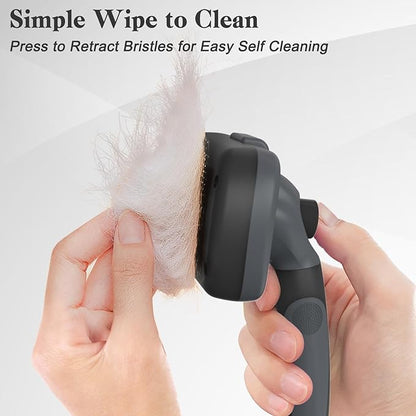 Swihauk Self Cleaning Slicker Brush - Skin Friendly for Dogs & Cats, Deshedding Grooming Tool for Shedding Hair, Puppy Brush for Haired Pets - PAWPICO