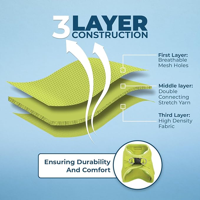 Voyager Step-in Air Dog Harness - All Weather Mesh, Reflective, No Pull Harness for Small, Medium Dogs, Cats - Secure with Hook & Loop Fastener, Buckle, Double D-Rings - Lime Green, M BestPetSuppliesLLC