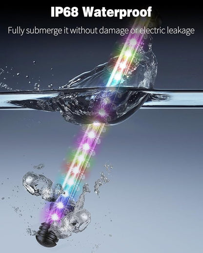 Pawfly 4.2 W Aquarium LED Light 15.2 Inch Underwater Fish Tank Light with Timer Auto On/Off Fish Tank Background Light with 8 Lighting Modes Submersible Multi-Colored Tube Light for Decoration Pawfly