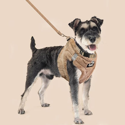 PUPTECK Adjustable Dog Harness Collar and Leash Set Step in No Pull Pet Harness for Small Medium Dogs Puppy and Cats Outdoor Walking Running, Soft Mesh Padded Reflective Vest Harnesses, Khaki M PUPTECK