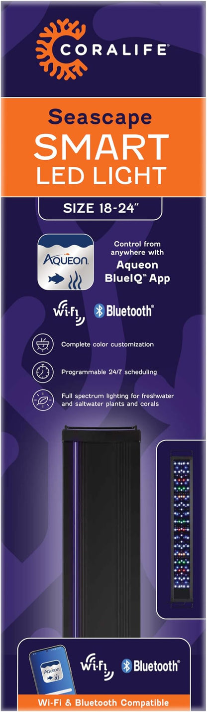Coralife Fish Tank Aquarium Seascape WiFi/Bluetooth Smart LED Light Fixture, 18-24" Coralife