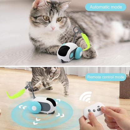 Turbo Tail 2.0 Cat Toy, Remote Control Cat Toy with 2-Speed Adjustment, Interactive Cat Toys for Indoor Cats, Rechargeable Automatic Cat Toys, Moving Cat Toy for Bored Indoor Adult Cat (Blue) - PAWPICO
