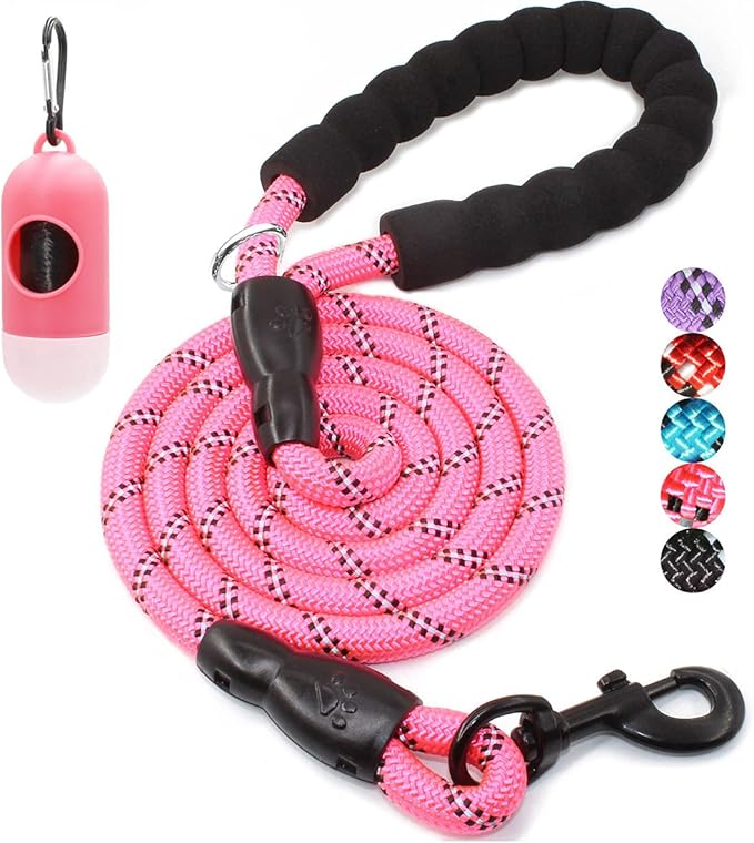 BAAPET 2/4/5/6 FT Dog Leash with Comfortable Padded Handle and Highly Reflective Threads for Small Medium and Large Dogs (4FT-1/2'', Pink) BAAPET