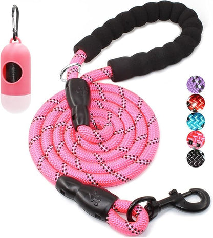 BAAPET 2/4/5/6 FT Dog Leash with Comfortable Padded Handle and Highly Reflective Threads for Small Medium and Large Dogs (4FT-1/2'', Pink) BAAPET