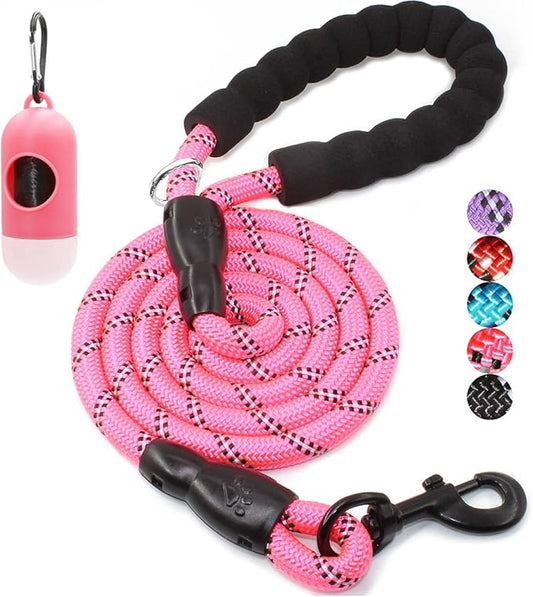 BAAPET 2/4/5/6 FT Dog Leash with Comfortable Padded Handle and Highly Reflective Threads for Small Medium and Large Dogs (4FT-1/2'', Pink) BAAPET