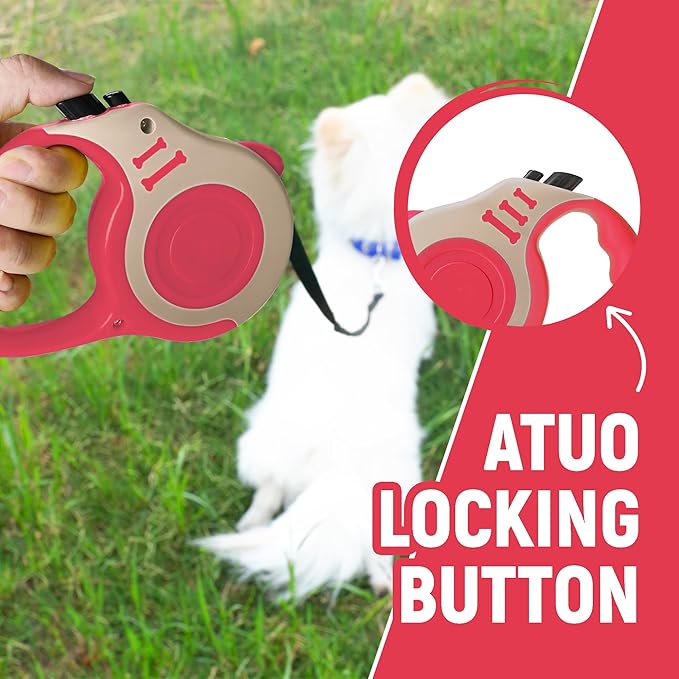 Retractable Dog Leash Automatic Telescopic Tractor Dog Tape, Pet Tape 10/16 FT Durable and Convenient, with Folding Bowl, Dispenser, Rubbish Bags, Suitable for Small and Medium Dogs LIEVUIKEN