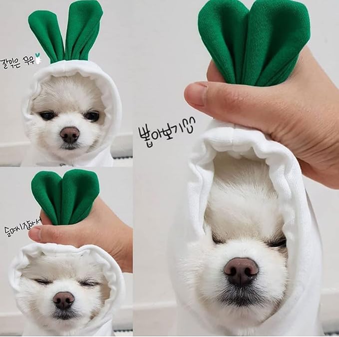 Warm Dog Winter Clothes Cute Fruit Dog Coat Hoodies Fleece Pet Dogs Costume Jacket for French Bulldog Chihuahua Ropa para Perro(White Carrot,XXL) - PAWPICO