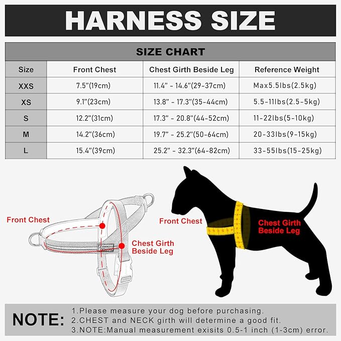 Plutus Pet Cotton Dog Harness and Leash Set, Reflective and Soft Padded, Quick Fit Vest Harness, for Small, Medium and Large Dogs, Hot Pink, XXS - PAWPICO