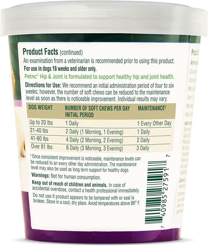Petnc Natural Care Hip & Joint Health Supplement for Dogs (90 Chews), Glucosamine Chondroitin MSM Dog Chews with Hyaluronic Acid, Liver Flavored Bone & Joint Support Supplement, For All Breeds VisitthePetnc