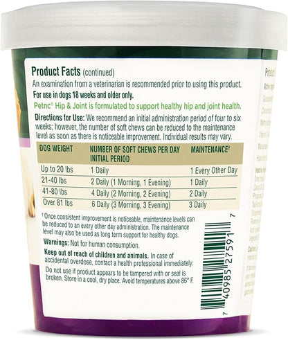 Petnc Natural Care Hip & Joint Health Supplement for Dogs (90 Chews), Glucosamine Chondroitin MSM Dog Chews with Hyaluronic Acid, Liver Flavored Bone & Joint Support Supplement, For All Breeds VisitthePetnc