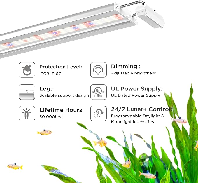 Finnex Planted+ 24/7 Aquarium LED Light, 660nm Plant Red, 3.0 Series, 48" Finnex