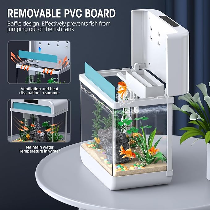 Fish Tank Aquarium 2.2 Gallon Fish Bowl with Adjustable 3 Color Lighting 3 in 1 Pump with Filteration, Oxygenation, Water Circulation Triple Function, HD Float Glass, Leak-Proof Thickened Base Focusonhomelifeandhealth