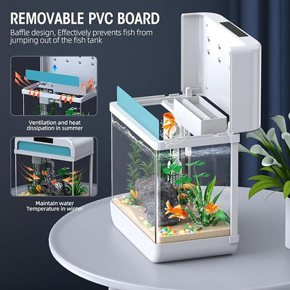 Fish Tank Aquarium 2.2 Gallon Fish Bowl with Adjustable 3 Color Lighting 3 in 1 Pump with Filteration, Oxygenation, Water Circulation Triple Function, HD Float Glass, Leak-Proof Thickened Base Focusonhomelifeandhealth