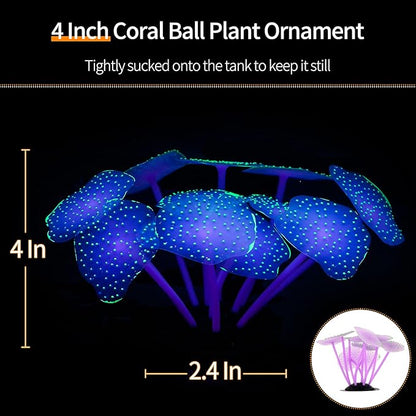 Uniclife 4 Pack Fish Tank Decorations Glowing Effect Aquarium Décor Small Silicone Artificial Jellyfish Coral Plant Ornament UnicLife