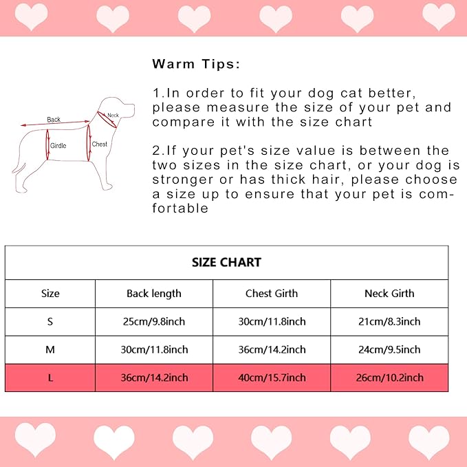 Dxhycc Dog Knitted Sweater Dog Heart Sweater Puppy Sweater Warm Soft Pet Holiday Clothes for Large Cats and Dogs (Pink, L) - PAWPICO