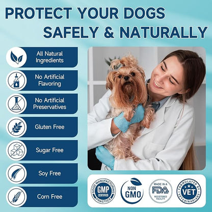 Flea and Tick Prevention for Dogs Chewables, 200 Soft Treats, Natural Dog Flea and Tick Treatment, Oral Flea Pills for Dogs Supplement, Flea and Tick Chews for Dogs Puppies, All Breeds & Sizes Woyamay