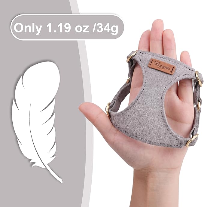 Puppytie No Pull XXS Puppy Harness with Multifunction Dog Leash,Soft Adjustable No Choke Escape Proof Pet Harness Vest,Silver Grey,XXS - PAWPICO