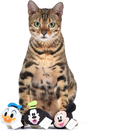 3 Piece Jingle Ball Cat Toys, 1.5in | Disney Cat Toys | Mickey Mouse, Goofy, and Donald Duck Cat Ball Toys with Bells and Catnip for Cats Inspired by Mickey and Friends - PAWPICO