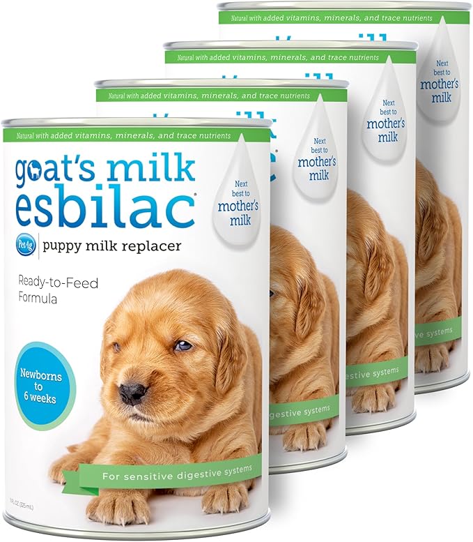 Pet-Ag Goat’s Milk Esbilac Liquid - 11 oz, Pack of 4 - Ready-to-Feed Puppy Formula with Vitamins, Minerals, and Trace Nutrients for Puppies Newborn to Six Weeks Old - for Sensitive Digestive Systems PetAg