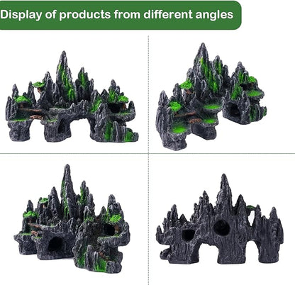 Large Fish Tank Decorations - Mountain View Aquarium Ornament with Tree House Cave Bridge,Large SiissaPeksid