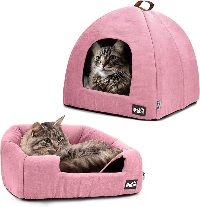Cat Bed for Indoor Cats -Premium Pet Beds for Cats and Small Dogs, Cat Bed Cave, Comfortable Covered Cat Bed, Cat Tent, Kitten Bed, Small Animal Bed and Dog Bed Cave Cat Hut with Cushioned Pillow - PAWPICO