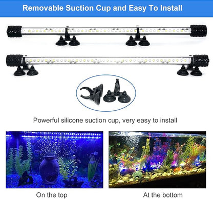 VARMHUS Submersible LED Aquarium Light,Fish Tank Light with Timer Auto On/Off Dimming Function,3 Light Modes Dimmable&4-Color LED,10 Brightness Levels Optional&3 Levels of timed Loop 18LEDS-11.5'' VARMHUS