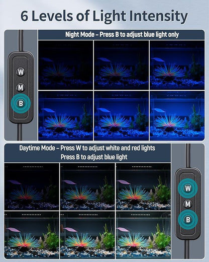 Pawfly 21W Aquarium LED Light for 30 to 36 Inch Fish Tanks Extendable Fish Tank Light with Full Spectrum Brilliant White Blue Red Lights with Daytime & Night Modes and Adjustable Brightness Pawfly