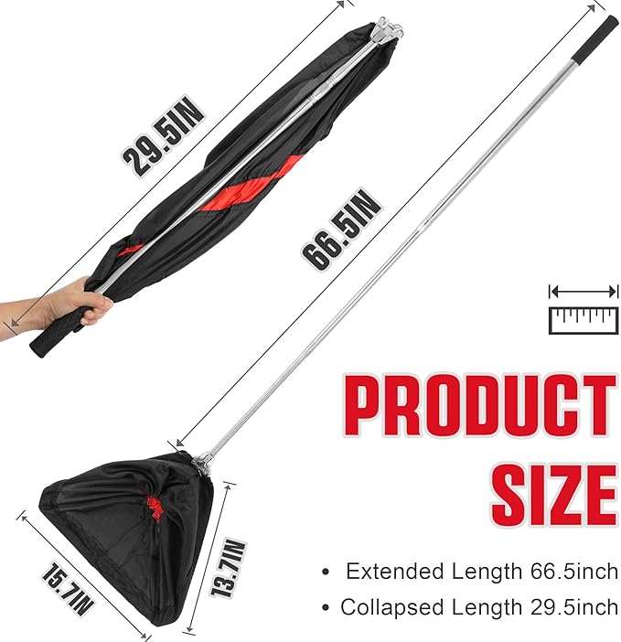 Telescopic Snake Catcher Net with Secure Drawstring – 29 to 66 Inch Adjustable Pole for Safe Transporting and Capturing All Kinds of Snakes Trakem