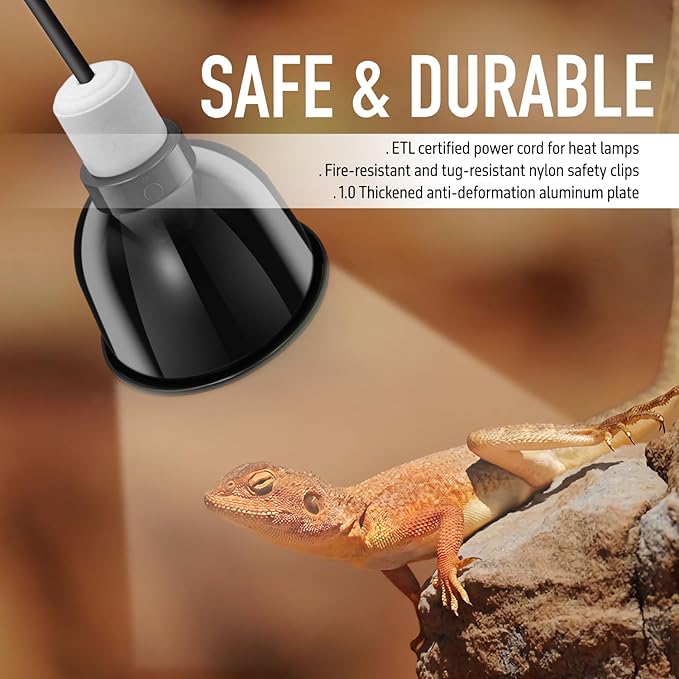Reptile Light Fixture, 5.5'' Standard Dome for Reptile Basking Bulb Light/Heat Lamp/Ceramic Heat Emitter, 5.5 Inch Light Dome ReptiKing