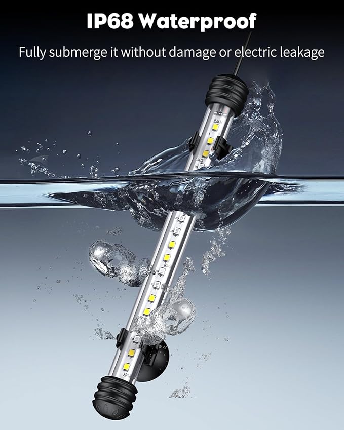 Pawfly 3 W Aquarium LED Light 7.5 Inch Underwater Fish Tank Light with Full Spectrum IP68 Waterproof White Blue Red Lights with Daytime & Night Mode Timer Auto On/Off and Adjustable Brightness Pawfly