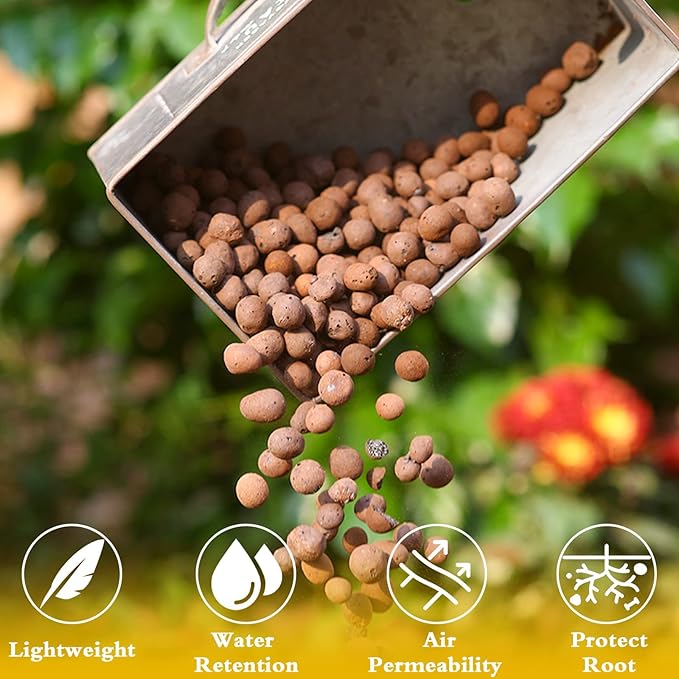 Halatool 18 LB Leca Clay Pebbles for Plants 4mm-16mm Clay Balls 100% Natural Hydroton Leca Balls for Indoor Plants Hydroponic Growing Gardening Orchids Drainage Decoration Aquaponics HALATOOL