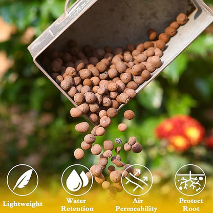 Halatool 18 LB Leca Clay Pebbles for Plants 4mm-16mm Clay Balls 100% Natural Hydroton Leca Balls for Indoor Plants Hydroponic Growing Gardening Orchids Drainage Decoration Aquaponics HALATOOL