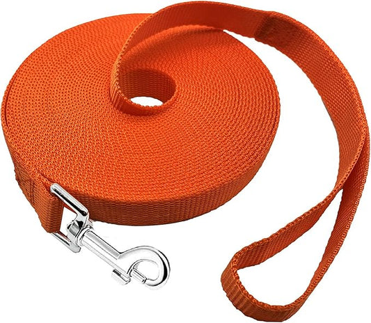 15ft 20ft 30ft 40ft 50ft Long Dog/Puppy Lead Obedience Recall Training Dog Leashes for Small Medium Dogs Camping, Training, Play, or Backyard (15 FT, Orange) PETGOGO
