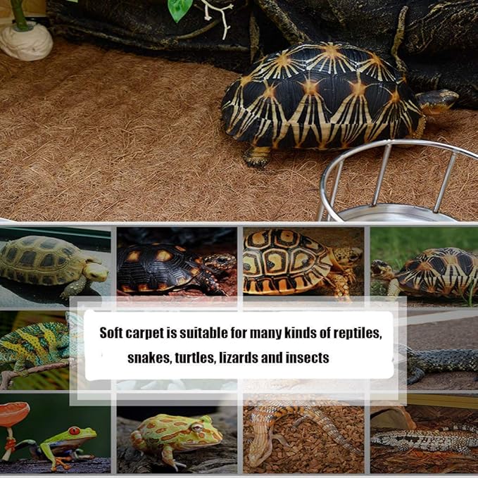 Hamiledyi Reptile Carpet Natural Coconut Fiber Tortoise Carpet Mat for Pet Terrarium Liner Reptile Supplies for Lizard Snake Chamelon Turtle Bedding Bunny Rabbit Mat (4 pcs) Hamiledyi