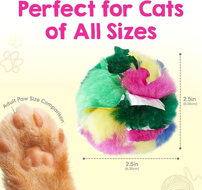 Cat Crinkle Balls 2.5 Inch (12-Pack) - Crinkle Cat Toys for Indoor Cats - Multi-Color Crinkle Cat Toy - Cat Toys Crinkle Balls to Keep Fit and Active - Canadian-Made Crinkle Balls for Cats - PAWPICO