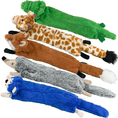 SHARLOVY Dog Squeaky Toys No Stuffing 5 Pack Plush Dog Toys for Medium Dog Toys Crinkle Dog Toys Durable Dog Chew Toys Cute Animals Puppy Toys for Teething Pet Toys - PAWPICO