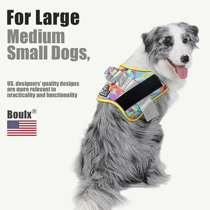 Bolux Dog Harness, No-Pull Reflective Dog Vest, Breathable Adjustable Pet Harness with Handle for Outdoor Walking - No More Pulling, Tugging or Choking (X-Large (Pack of 1), Watercolour) Bolux