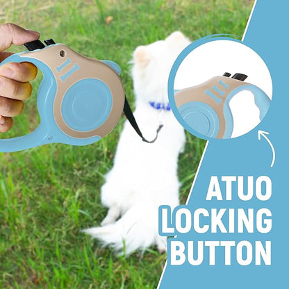Retractable Dog Leash Automatic Telescopic Tractor Dog Tape, Pet Tape 10/16 FT Durable and Convenient, with Folding Bowl, Dispenser, Rubbish Bags, Suitable for Small and Medium Dogs - PAWPICO