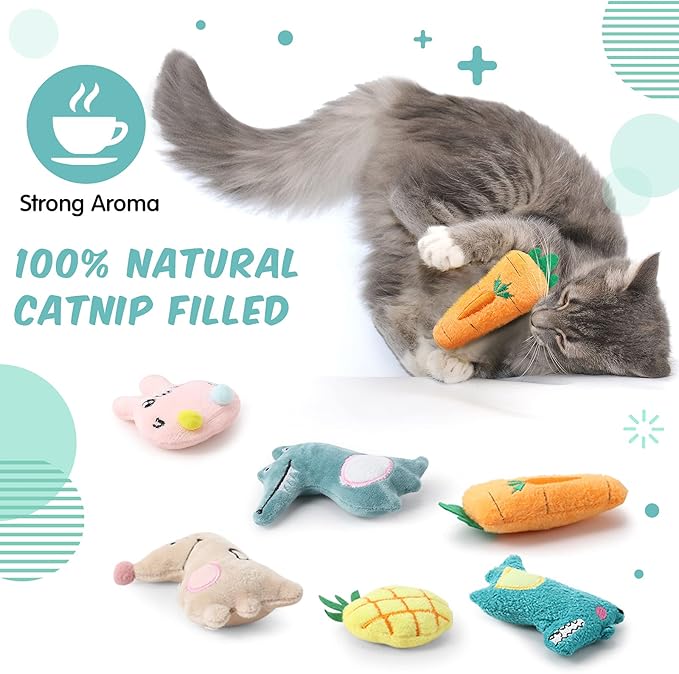 20 Pieces Catnip Toys for Indoor Cat Plush Cat Chew Toys Lovely Kitten Catnip Toys Cat Toys Kitten Entertaining Interactive Cat Toys for Cat Kitten (Lovely) - PAWPICO