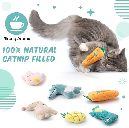 20 Pieces Catnip Toys for Indoor Cat Plush Cat Chew Toys Lovely Kitten Catnip Toys Cat Toys Kitten Entertaining Interactive Cat Toys for Cat Kitten (Lovely) - PAWPICO