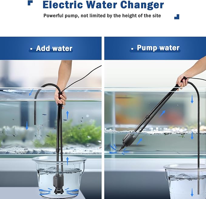 AQQA Aquarium Gravel Cleaner Kit, 6 in 1 Electric Fish Tank Vacuum Cleaning Tools Water Changer, Multifunction Wash Sand Filter Water Circulation 20W 320GPH 110V AQQA