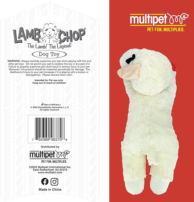 Multipet's Officially Licensed Lamb Chop Jumbo White Plush Dog Toy, 24-Inch - PAWPICO