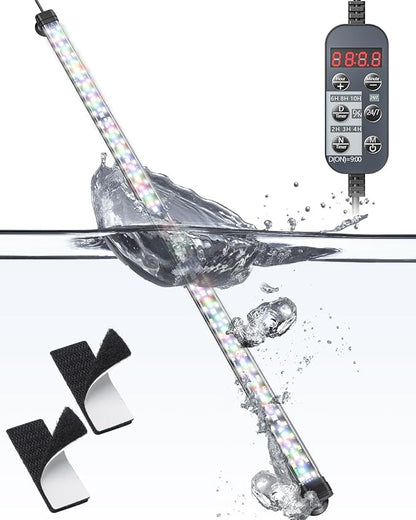 Pawfly 14W 24/7 Aquarium LED Light for 30 to 40 Fish Tank with Full Spectrum Brilliant White Blue Red Green Lights Multi-Colored LEDs with D/N Mode Single Color Effect Timer and Adjustable Brightness Pawfly