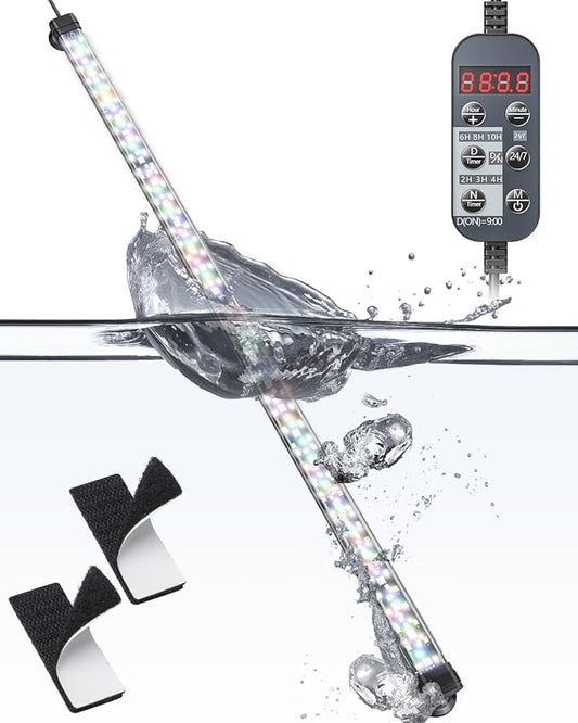 Pawfly 14W 24/7 Aquarium LED Light for 30 to 40 Fish Tank with Full Spectrum Brilliant White Blue Red Green Lights Multi-Colored LEDs with D/N Mode Single Color Effect Timer and Adjustable Brightness Pawfly