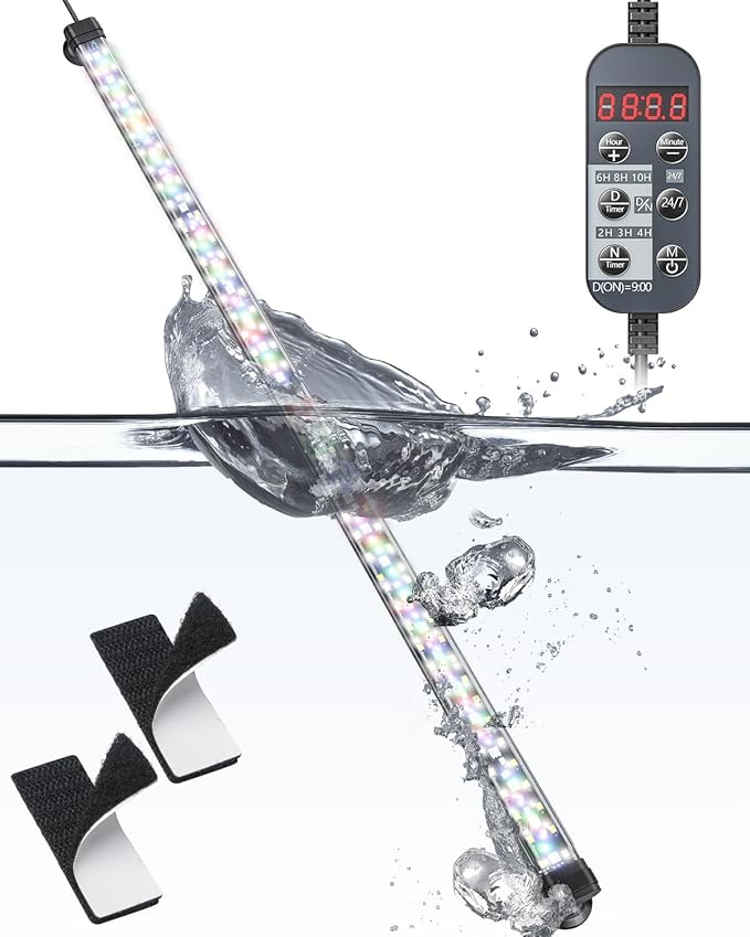 Pawfly 14W 24/7 Aquarium LED Light for 30 to 40 Fish Tank with Full Spectrum Brilliant White Blue Red Green Lights Multi-Colored LEDs with D/N Mode Single Color Effect Timer and Adjustable Brightness Pawfly