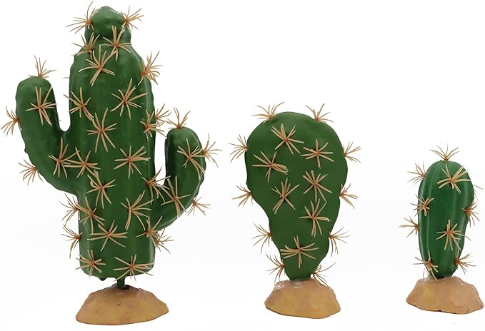 JIHAQUA Reptile Terrarium Decor 3-Piece Realistic Succulent Set,Lifelike Plastic Plants for Geckos, Bearded Dragons,Snakes,Turtles,Lizards,Insects Reptile Habitats JIHAQUA