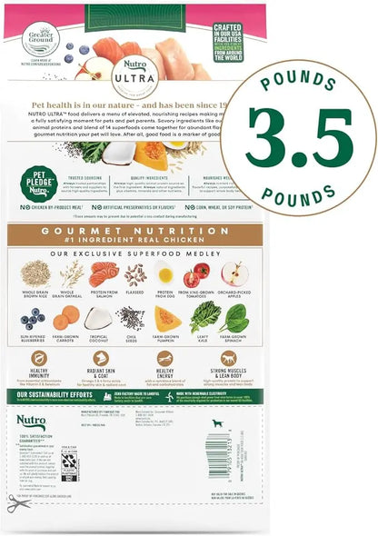 Nutro Ultra Adult Small Breed Dry Dog Food, Chicken, Lamb and Salmon Protein Trio, 3.5 lb. Bag - PAWPICO