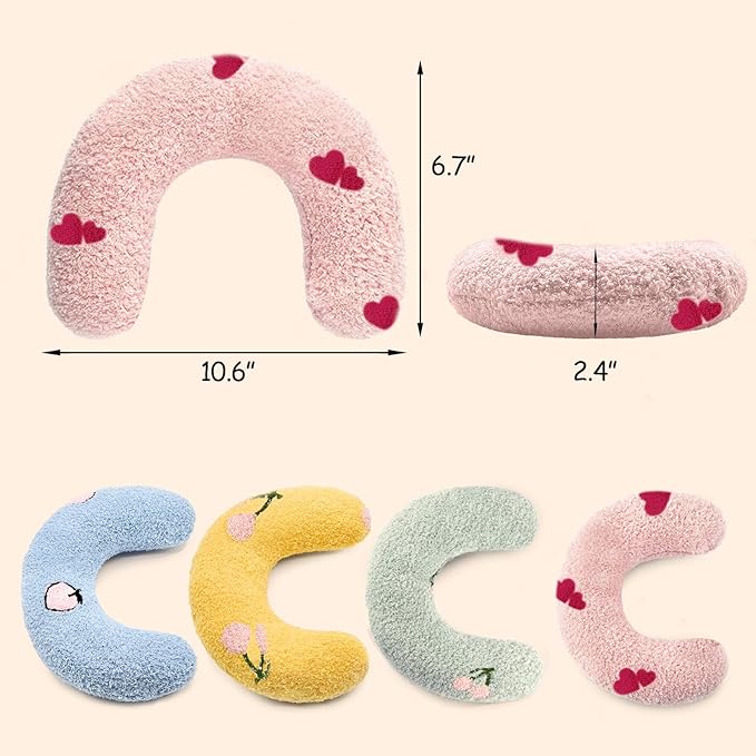 ucho Pillow for Cats, Ultra Soft Fluffy Pet Calming Toy Half Donut Cuddler, U-Shaped Pillow for Pet Cervical Protection Sleeping Improve (Pink Heart) ucho