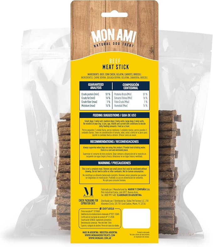 Mon Ami Beef Meat Sticks for Dogs with Farm Fresh Vegetables (28 Oz) – Human Grade Dog Treats with Superfoods - Training Treats for Dogs - Healthy Dog Treats for Small, Medium and Large Dogs - PAWPICO